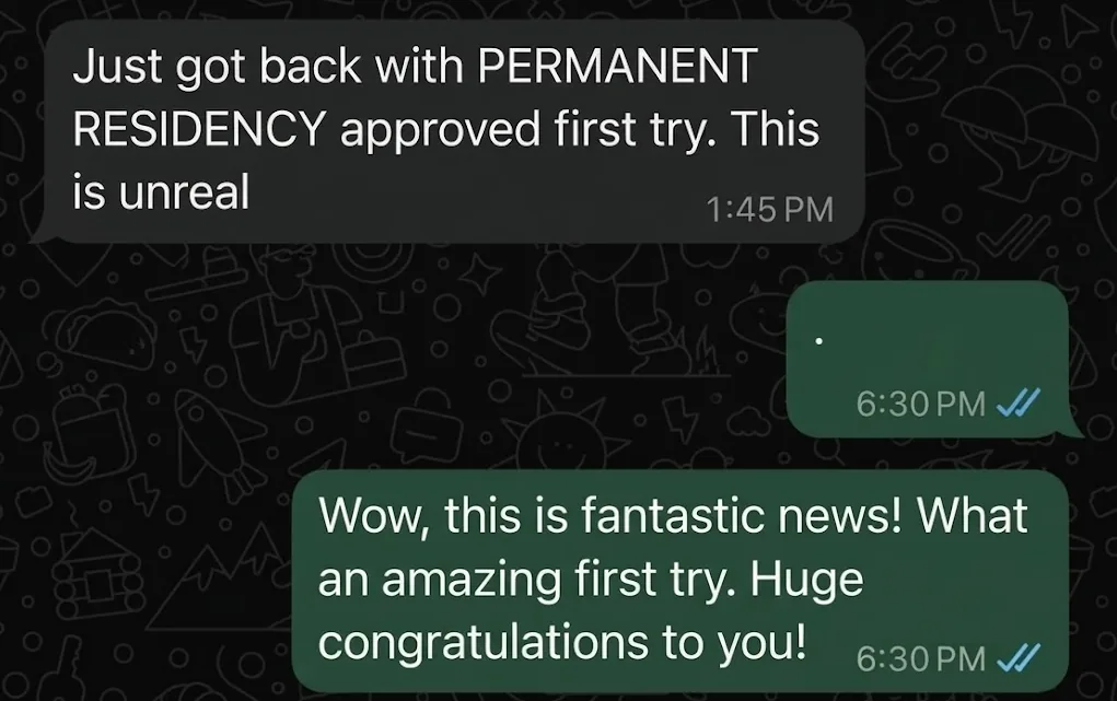 Client WhatsApp message