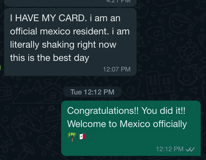 Client WhatsApp message