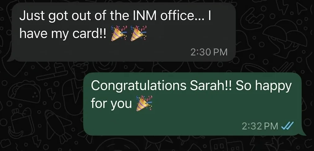 Client WhatsApp message
