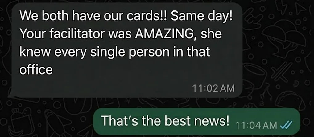 Client WhatsApp message