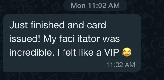 Client WhatsApp message